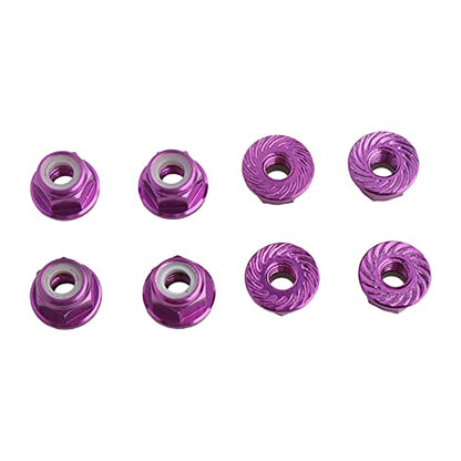 8PCS Flange M4 Lock Nuts Serrated Nylon Self-Tightening Aluminum M4 Wheel Hardware for Axial HPI TLR ECX Model RC Car Vehicles Upgraded Replacement Parts (Purple) - color: Purple