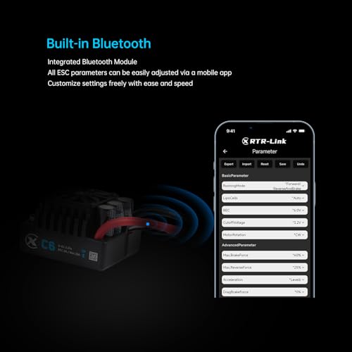 XC C6 Sensorless Brushless ESC for RC Car,3-8S Lipo,200A Continuous Current,8-25A、6.0/7.4/8.4V BEC,Applicable to 1/6 1/7 On Road Truck Monster