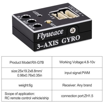 3 Axis Gyro Upgraded Mini Gyros - Automatic Stability Control Transmitter Gyroscope Sensitivity Adjustable for RC for RC Drift Racing Crawlers Cars Boats