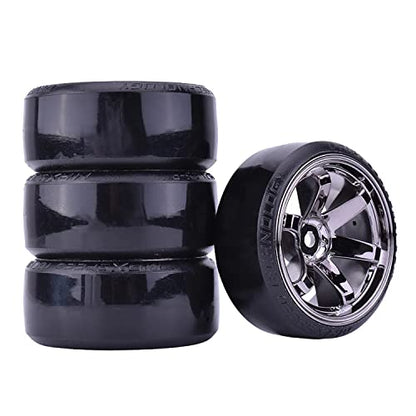 4Pcs 63mm RC Drift Car Tires Hard Tyres Plastic Wheel Rims for 1/10 RC On-Road Drifting Car for HSP Tamiya HPI Kyosho Spare Parts(Gray) - color: Gray
