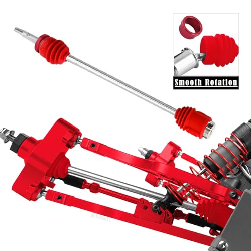 RC Alloy Suspension Arms&Steering Block Knuckle Arm&Shock Tower&Drive Shaft Axles&Push Rod Links&Steering Bellcranks Upgrades Part for 1/10 T-Maxx/E-Maxx,Driveshafts Hops Up,Red - color: Red- (Upgrades)