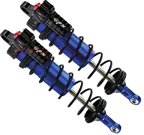 GPM 2Pc Set Upgrades Aluminum 6061-T6 Front L-Shape Piggy Back Adjustable Spring Dampers 128Mm For 1/8 4Wd Sledge Monster Truck (95076-4) (blue)