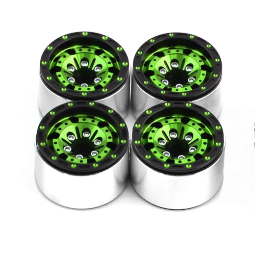 REDSPIDER （4pcs） 1.0 beadlock Wheels and Tires，1.0 Tires Set Has Super Soft Stickiness，Wheel hub Colors Available. 1.0 Crawler Tires for TRX4M Axial AX24 SCX24 FCX24 1/18 1/24 RC Crawler Car (Green) - color: Green