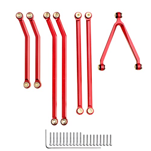 High Clearance Chassis Links Front 4 Links Set for SCX24 Gladiator AXI00005 Axial 1/24 RC Crawler Car Upgrades, 8pcs (Red) - color: Red