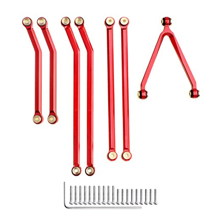 High Clearance Chassis Links Front 4 Links Set for SCX24 Gladiator AXI00005 Axial 1/24 RC Crawler Car Upgrades, 8pcs (Red) - color: Red