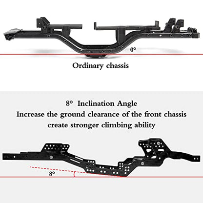 OGRC SCX24 LCG Chassis Carbon Fiber Frame 8°Angled Chassis | SCX24 Carbon Fiber LCG Chassis for SCX24 Deadbolt JLU C10 Bronco 1/24 RC Crawler