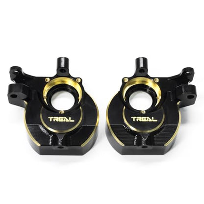 TREAL Brass Front Steering Knuckles CNC Billet Machined Inner Portal Covers Heavy Weight 78g/pc Upgrades for Redcat 1/10 Ascent Fusion Ascent GEN9(Black)