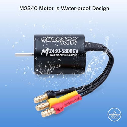 SurpassHobby 2430 5800KV Brushless Motor High Speed Waterproof Shaft 2mm Motor and for 1/16 1/18 Remote Control Cars Trucks Off-Road Vehicle - size: 5800kv, style: 2430 Motor