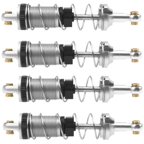 4Pack ShareGoo RC Car Shock Absorbers Metal Shocks Damper Compatible with MJX Hyper Go 16207 16208 16209 16210 H16BM H16GT H16DR 1/16 RC Car Upgrades Part (Silver) - color: Silver