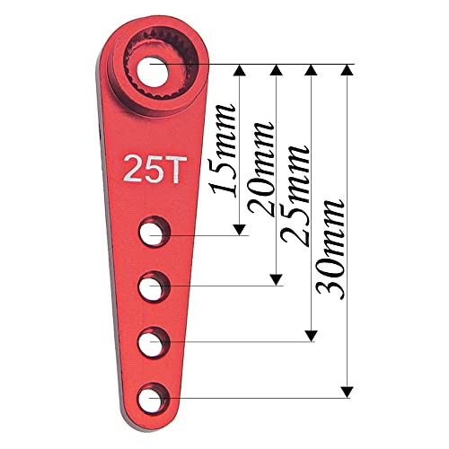 5Pcs ShareGoo 25T Servo Horn 37mm Metal 25 Teeth Extension Steering Arm Server Compatible with Futaba Savox Power HD HSP MG995 MG996 Servos for RC Car Truck (Red) - color: Red