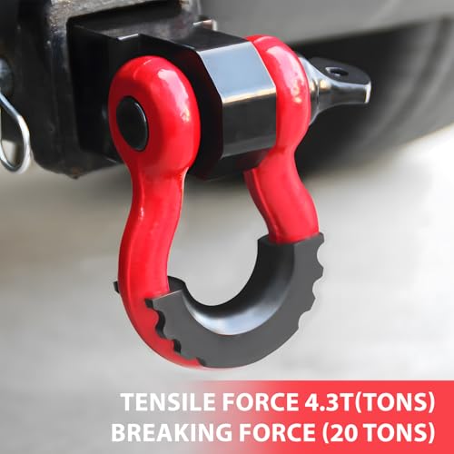 2 Pack D Ring Shackles 3/4" Shackle 41,887Ibs Break Strength - Heavy Duty Clevis Shackles with 7/8" Screw Pin and Isolator Washer Kit for Tow Strap Winch Off Road Vehicle Recovery, Red - color: RED-S