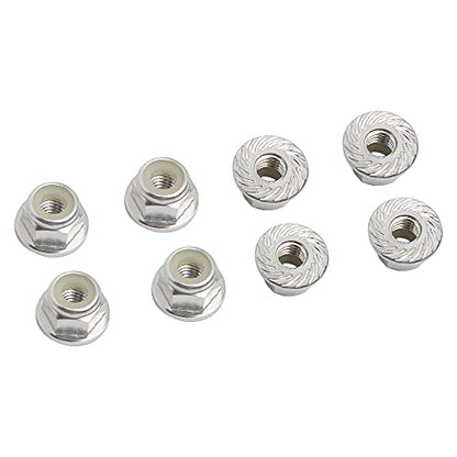 8PCS Flange M4 Lock Nuts Serrated Nylon Self-Tightening Aluminum M4 Wheel Hardware for Axial HPI TLR ECX Model RC Car Vehicles Upgraded Replacement Parts (Silver) - color: Silver