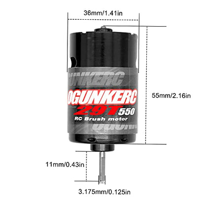OGRC Motor 550 29T Brushed RC Motor 1/10 RC Crawler Motor for TRX4 SCX10 | 3-Slot 10500 Max RPM RC Car Motor for 1/10 TRAXXAS Redcat Axial RC4WD D90 and 1/6 Jeep Willys 1941 MB Military Truck - size: 29T