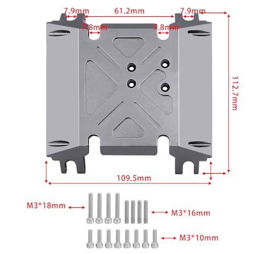 CNC Aluminum Center Gearbox Mount Transmission Skid Plate for Axial Wraith 90018 1/10 RC Crawler Upgrade Part (Gray) - color: Gray