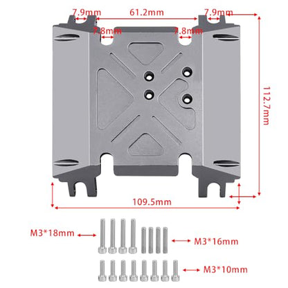 CNC Aluminum Center Gearbox Mount Transmission Skid Plate for Axial Wraith 90018 1/10 RC Crawler Upgrade Part (Gray) - color: Gray
