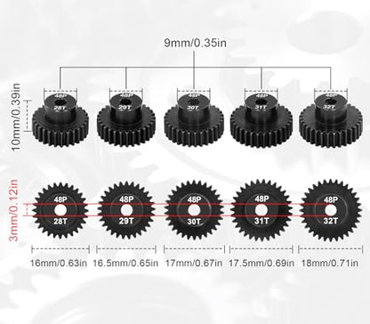 OGRC 48P 28T 29T 30T 31T 32T Pinion Gear for 1/10 RC Monster Truck Buggy | 0.8M, Hardened Steel, 3.175mm Shaft, for Arrma Traxxas Axial HSP Redcat Losi RC Car - size: 28T 29T 30T 31T 32T