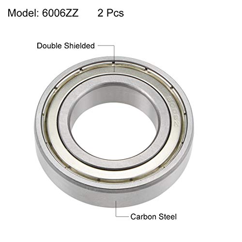 uxcell 6006ZZ Deep Groove Ball Bearings Z2 30mm X 55mm X 13mm Double Shielded Carbon Steel 2pcs - size: 30mmx55mmx13mm