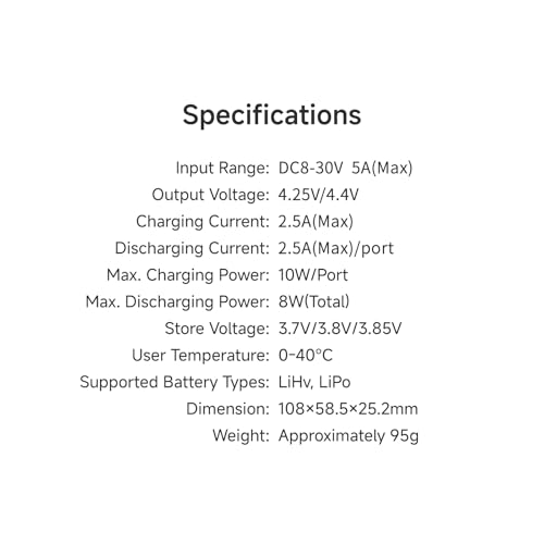 ISDT E625 6-Channel 1S LiHV/LiPo Battery IPS Screen Smart Charger/Discharger, Type-C/XT60 PD Powered with BT2.0/PH2.0 Ports, Features 4.35V 2.5A Fast Charging for Tiny Whoop FPV Drones RC Batteries