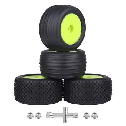 Preglued 1/18 Off-Road Wheels and Tires 8mm Hex for Losi Mini-T 2.0 Brushless Stadium Truck High Traction - color: Green