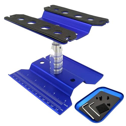 RC Car Work Stand Aluminum Alloy Repair Workstation Bracket with Screw Tray for 1/8 1/10 1/12 1/16 Traxxas Axial Arrma Redcat RC Crawler Monster Truck Buggy (Blue) - color: Blue