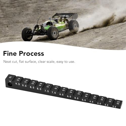 RC Ride Height Gauge 1/10, RC Camber Gauge Aluminum Alloy RC Ride Height and Camber Gauge Kit for 1/10 RC Drift Car, 0.1 to 0.4in Adjustment Range (Black) - color: Black