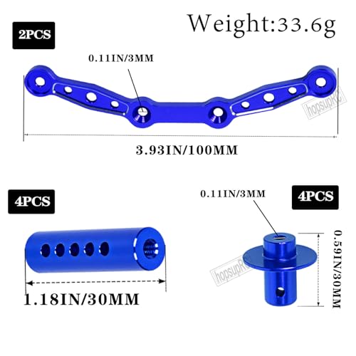 Aluminum Front Rear Body Posts Mount Shell Column Fixing Bracket Upgrades Part for 1/8 Mojave 4X4 4S BLX RC Car,Alloy Body Post Set Hops Up,Replaces ARA320740 Blue - color: Blue/Body Post Set