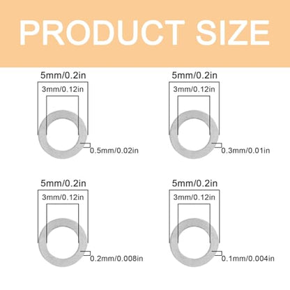 M3×5mm 304 Stainless Steel Shim Washers, 48-Piece Micro Alignment Set | 0.1/0.2/0.3/0.5mm thickness grades for fine alignment in electronics, miniature models, compact mechanisms and DIY projects - size: M3x5