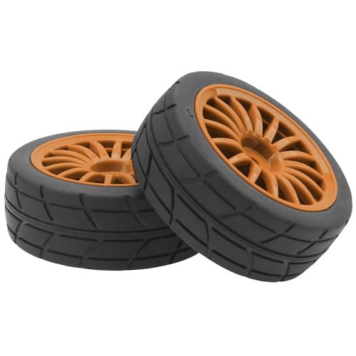 4Pack Vgoohobby OD70mm RC 1/10 On Road Rubber Tires w/Plastic Wheel Rims 12mm Hex Compatible with HSP HPI Redcat Tamiya Traxxas Kyosho 1/10 RC On Road Racing Touring Car (Brown) - color: Brown