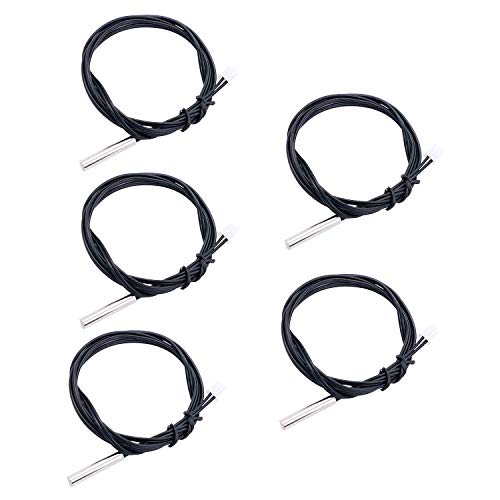TWTADE 5 Pcs 1M 10K B3950 Thermistor Temperature Sensor,able to Support -25 to 125 Degree Celsius,Sensitive NTC Temperature Sensor Probeprobes has 5 * 25mm Stainless Steel housing NTC-1M-5P - size: 1M