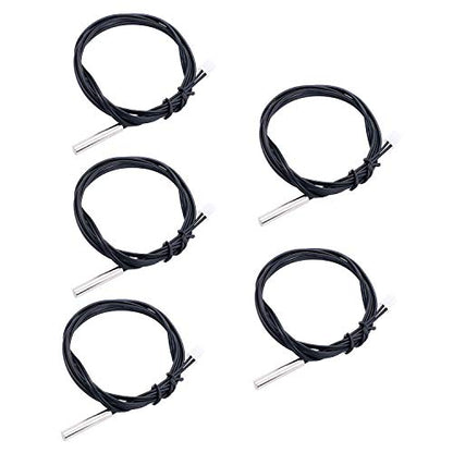 TWTADE 5 Pcs 1M 10K B3950 Thermistor Temperature Sensor,able to Support -25 to 125 Degree Celsius,Sensitive NTC Temperature Sensor Probeprobes has 5 * 25mm Stainless Steel housing NTC-1M-5P - size: 1M