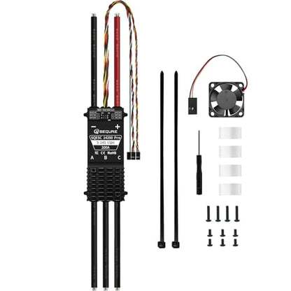 SEQURE 200A Brushless ESC 5-14S Lipo for Drones Helicopters Surfboards | Electric Speed Controller with 12V 15A BEC and 5V Fan AM32 - color: AM32