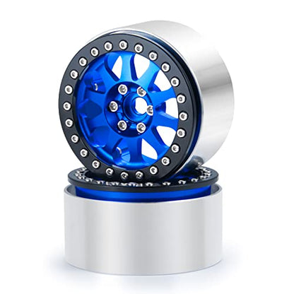 Benedict Harry 2.2" Aluminum Beadlock Wheel Rims for 1/10 RC Axial SCX10 Wraith 90048 90018 RR10 TRX4 Crawler car(Blue) - color: Blue