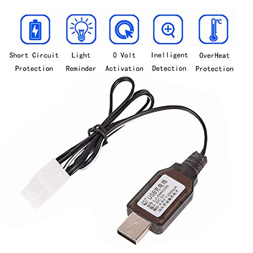 2 Pcs 9.6v 1400mah Ni-Cd Rechargable Battery KET-2P Plug X Type with 2 x USB Cable for RC Car RC Truck Tank Boat Robot