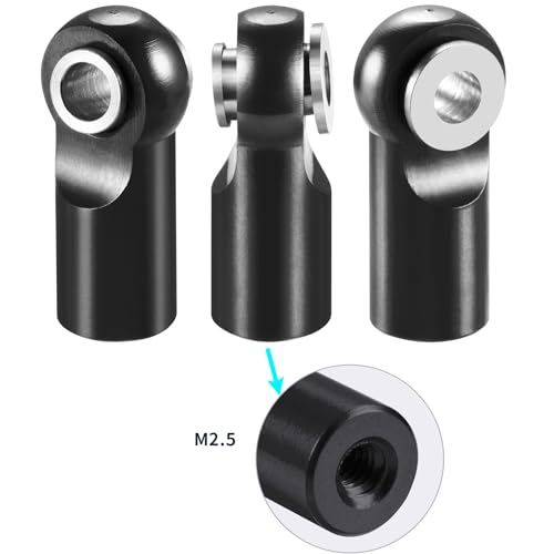 10pcs Metal Tie Rod End Balls M2.5 Ball Joint Head for RC Crawler Car Upgrade Parts (Black) - color: Black