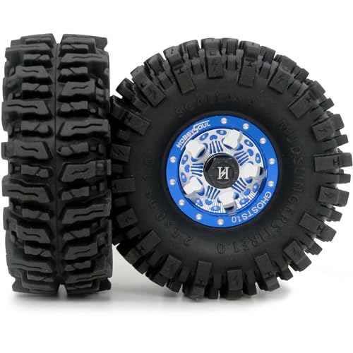 64mm Soft Sticky 1.0 Mud Slingers Tires & Heavy 1.0 beadlock Wheels Rims for RC Mud Crawler Truck 1/24 AX24 SCX24 1/18 TRX4M Upgrade - color: Blue