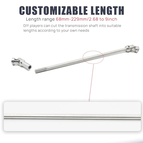 Stainless Steel DriveShaft Cut to Length for 1/10 Crawler SCX10(Silver) | SCX10 Drive Shaft,Cut to Length Driveshaft,68-229mm U-Joint,for 1/10 RC LCG Rig Sportsy Scalers GSPEED Capra Pro Element DIY - color: Silver
