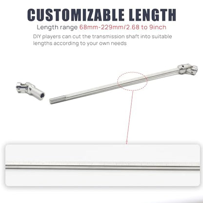Stainless Steel DriveShaft Cut to Length for 1/10 Crawler SCX10(Silver) | SCX10 Drive Shaft,Cut to Length Driveshaft,68-229mm U-Joint,for 1/10 RC LCG Rig Sportsy Scalers GSPEED Capra Pro Element DIY - color: Silver