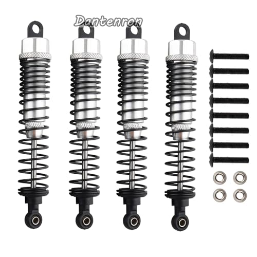 4Pack 1/10 RC Truck Car Adjustable Shock Absorber Damper 108004 Upgrade Parts 108mm Oil 108mm Oil Adjustable Alloy Aluminum Shock For 1:10 HSP 94188 94108 94111 Redcat Volcano (Silvery) - color: Silvery