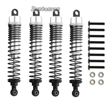 4Pack 1/10 RC Truck Car Adjustable Shock Absorber Damper 108004 Upgrade Parts 108mm Oil 108mm Oil Adjustable Alloy Aluminum Shock For 1:10 HSP 94188 94108 94111 Redcat Volcano (Silvery) - color: Silvery