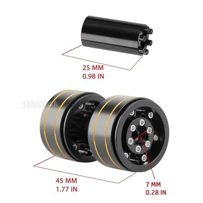 1.0 Beadlock Wheel Rims with Adjustable Offset for 1/18 Trx4m,1/24 SCX24 RC Crawler Car,RC Brass 1.0" Dually Beadlock Wheels Rims,RC Truck 7mm Hex Wheels Rims,4pcs