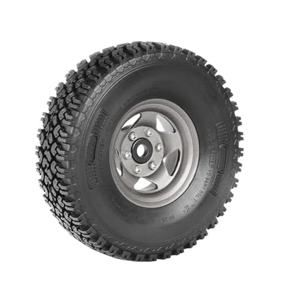 4PCS 1.55 Inch Beadlock Metal Wheel Rim and Rubber Tires Set for 1/10 RC Rock Crawler Car for Axial AX90069 D90 TF2 Tamiya CC01 LC70(90mm-5Spokes Grey) - color: 90mm-5spokes Grey