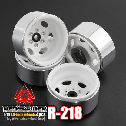 REDSPIDER•Negative Offset -10mm 1.9'' Beadlock Wheels Deep Dish Metal(4pcs) Retro Design for Scale 1/10 RC Crawler Axial SCX10 TRX4 VS4-10 Redcat Gen8 RC4WD D90 Rock Crawler (White) - color: White