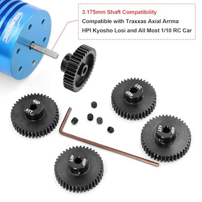 OGRC 48DP 38T 39T 40T 41T 42T Pinion Gear 3.175(1/8-Inch) Pinion Motor Gear | 0.8M, Hardened Steel, Fits for 1/10 RC Brushless Brushed Motor Gears - size: 38T 39T 40T 41T 42T