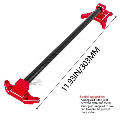 RC Carbon Fibre& Aluminum #6730 Chassis Brace Kit Upgrades Part for 1/10 Slash 4X4 LGG (VXL),Rustler 4WD (VXL) Heavy Duty Chassis Brace Hops Up.Red - color: Red ( for 1/10)