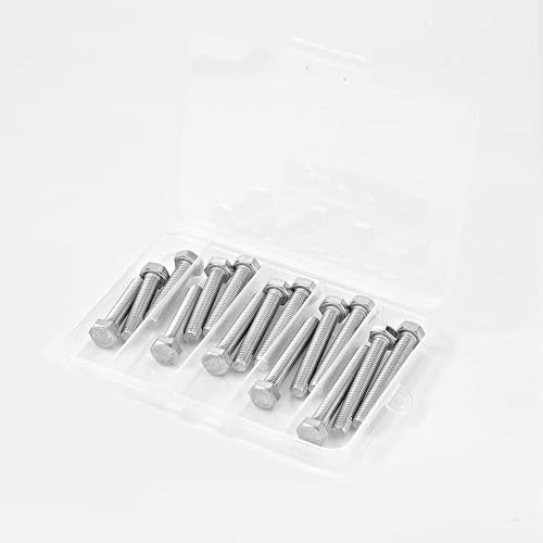 M8 x 40mm 45mm 50mm 55mm 60mm Heavy Duty Hexagon Bolts Hex Head Screws, 304 Stainless Steel, Machine Fully Thread, Metric, Bright Finish, Assortment Kit 20PCS - size: M8 x 40/45/50/55/60mm (20PCS)