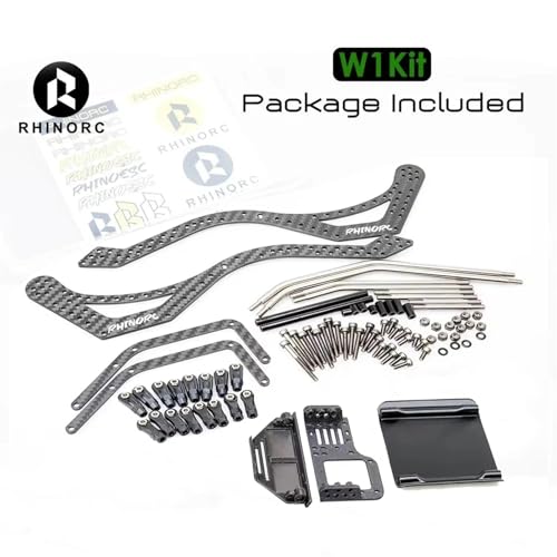 RhinoRC W1 Chassis,Crawler Frame Chassis Kit,with Titanium Alloy Link kit for 1/10 RC Crawler Car (W1 Kit) - color: W1 Kit