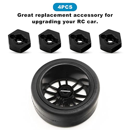 kingsea RC Front & Rear Aluminum Wheel Hubs Hex Driver Adapter 12 mm Upgrade 7154 Compatible with Traxxas 4x4 Slash E-Revo Summit 1/16 Truck Car - color: Black
