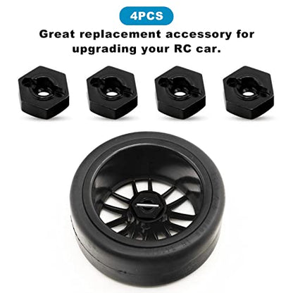 kingsea RC Front & Rear Aluminum Wheel Hubs Hex Driver Adapter 12 mm Upgrade 7154 Compatible with Traxxas 4x4 Slash E-Revo Summit 1/16 Truck Car - color: Black