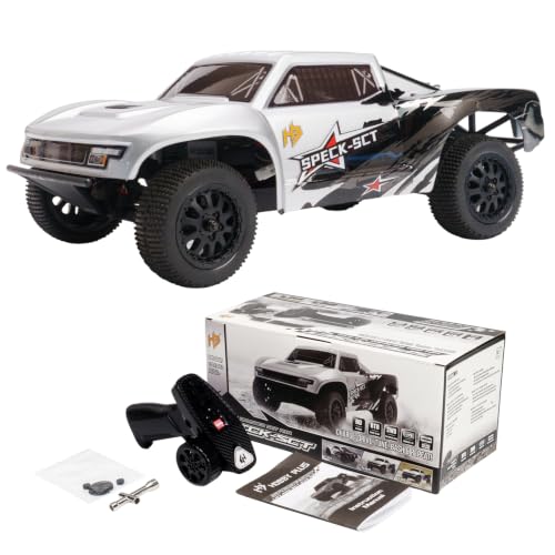 HOBBYPLUS Speck SCT 1/24 2WD RC Short Course Truck RTR, Brushed Motor, Oil-Filled Shocks, 2.4GHz Radio, Ready-to-Run Off Road RC Truck (Brushed Silver) - color: Brushed Silver, size: Brushed