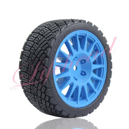 Lifehead 67mm RC On-Road Rally Car Tires and Wheels for 1/10 RC On-Road Touring Drift Car HSP Tamiya XV01 TT01 TT02B HPI Kyosho FAZER MK2 /12mm Hex - color: Blue B